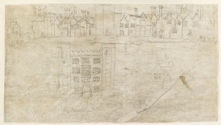 Recto: Edificios a lo largo del frente sur del Palacio de Oatlands